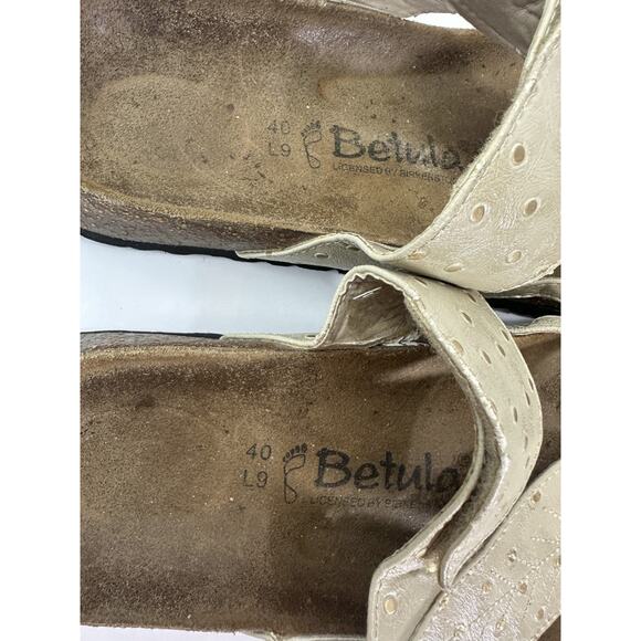 Betula Birkenstock Bombay Leaf Studded Sandals Womens 9 EU 40 Beige Cream Slides - Picture 8 of 16